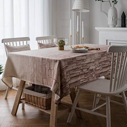 Daesar Dikdörtgen Masa Örtüsü Mutfak 98x54 inç Mutfak Masa Örtüsü Nordic Degrade Tuğla Masa Örtüsü Pamuk Keten Mor Beyaz