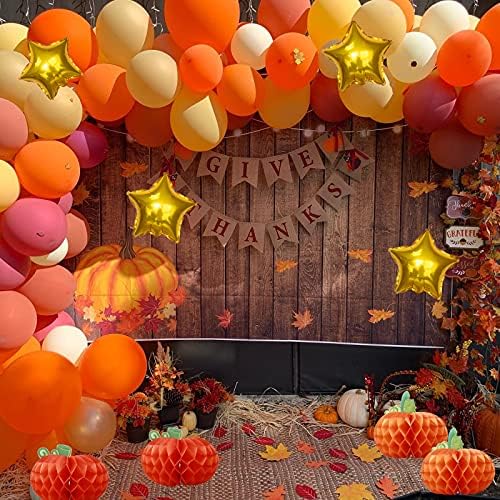Turuncu Balonlar Çelenk Kemer Kiti ile Kabak Asılı Kağıt Fenerler için Sonbahar Parti Malzemeleri Güz Parti Süslemeleri Bebek
