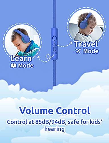 görsün Premium A66 85dB/94dB Ses Sınırlamalı Çocuk Kulaklıkları, sıralı HD Mikrofon, Ses Paylaşımı, Katlanabilir Yürümeye Başlayan