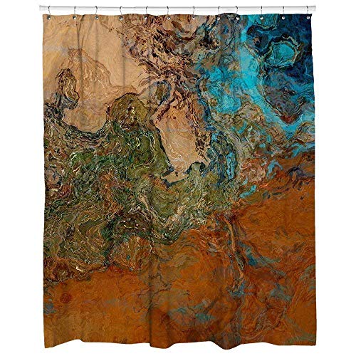 Soyut sanat duş perdesi, pas ve turkuaz güneybatı banyo dekor, Kanyon Günbatımı