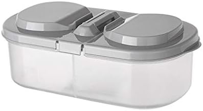 Ev Mutfak saklama kutusu Çift Izgara Buzdolabı Gıda Konteyner Istiflenebilir Şeker Baharat saklama kutusu Kapaklı Plastik (Gri)