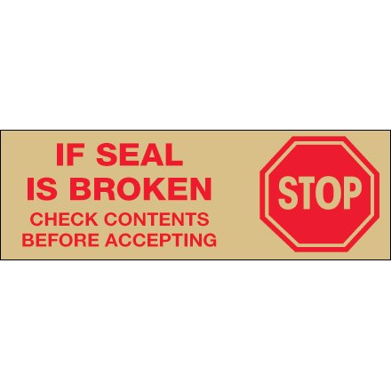 3 x 110 yds. Bant Logic ® 'Broken Seal' Baskılı Karton Sızdırmazlık Bandı 2.2 Mil-60 Rulo