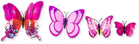 24 Adet Renkli Kelebek duvar çıkartmaları DIY Sanat 3D Çift Kanatları Dekor Mıknatıslar Duvar Resimleri Çıkartmaları Çocuk