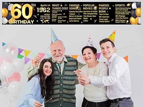 Büyük Doğum Günün Kutlu Olsun Afiş-60. Doğum Günün Kutlu Olsun Süslemeleri-Siyah Altın 60 Yıldönümü Partisi İşareti-Dev Doğum