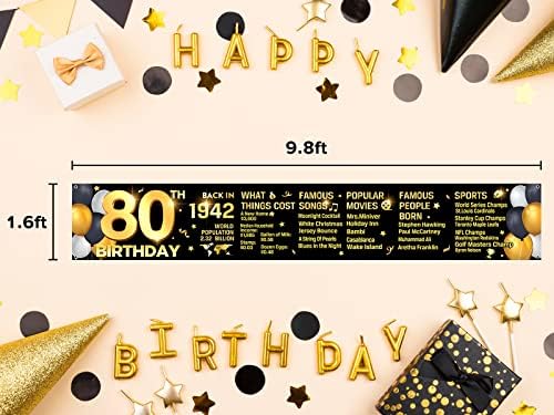 Büyük Doğum Günün Kutlu Olsun Afiş-Mutlu 80th Doğum Günü Süslemeleri-Siyah Altın 80 Yıldönümü Partisi İşareti-Dev Doğum Günü