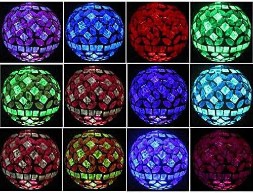 Güneş Enerjisi Mozaik Cam Pembe Top Bahçe ışık, Renk Değiştirme Çok renkli Yard pembe ışık