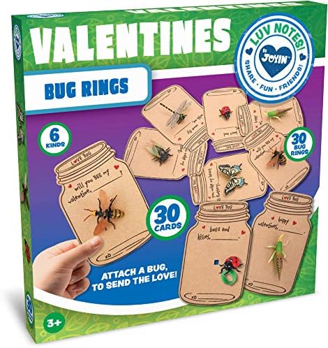 JOYIN 30 Pcs Sevgililer Günü Hediye Kartları Gerçekçi Bug oyuncak seti Çocuklar için sevgililer Sınıf Değişim Parti Favor Oyuncaklar,
