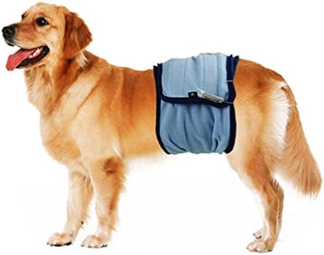Moda Mağazası Erkek Köpek Bezi Göbek Bantları Köpek Bezi Erkek Boy Wrap Band Hemşirelik Nappys Kullanımlık Yıkanabilir 2 Paket(Mavi