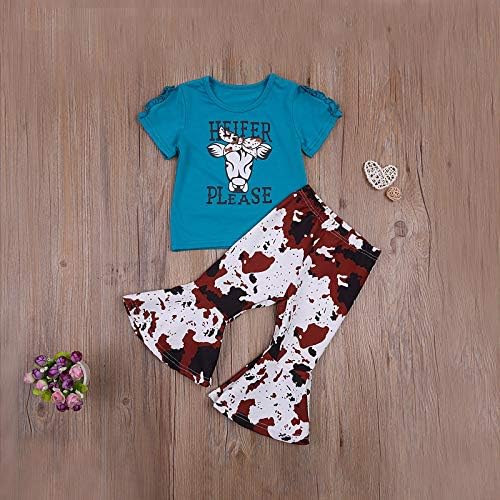 Toddler Bebek Kız Kısa Kollu Mektup Baskı T-Shirt Üst Çiçek Çan Alt Pantolon 2 Adet Bahar Yaz Kıyafeti
