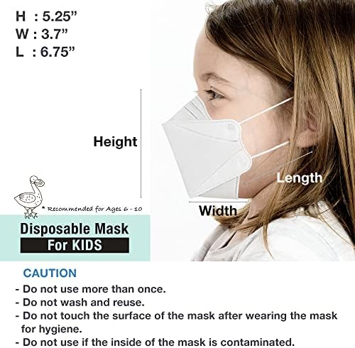 Unisex Çocuk KF94 Tek Kullanımlık Fincan Yüz Maskeleri-Çeşitli Renkler-Bireysel Paketlenmiş 4 Katmanlı Filtreler Blokları İnce