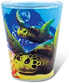 Şaşkın Deniz Kaplumbağası Tam Baskı Sualtı Shot Cam 1.70 Oz Kalite Züccaciye Bar Koleksiyonu için Yenilik Likör / Ruhları Içme