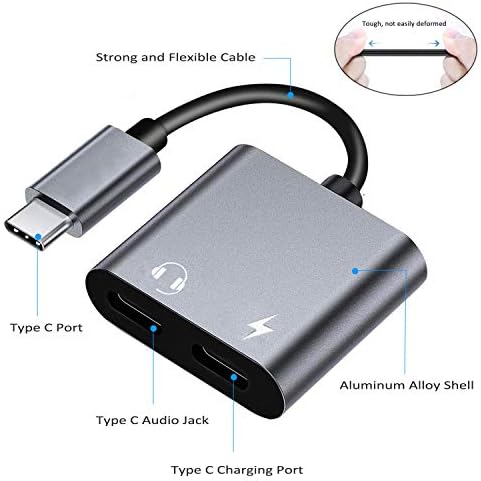 USB C Splitter, çift USB C Ses ve şarj Adaptörü için Piksel 2/2 XL/3 XL/4XL,Galaxy Not 10/10+ / S20/20+/20 Ultra, Temel, Huawei