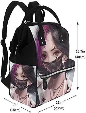 Anime Kız Giyen Siyah Sırt Çantası Çanta Kadınlar İçin Seyahat Nappy Çanta Çok Fonksiyonlu Bebek Bezi Çantaları Mumya Sırt