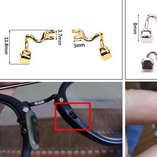 1 Çift Metal Plug-in Gözlük Burun Pedi Kol Yedek Gözlük Burun Pedi Kol Tutucu Gözlük Tamir Kiti, Altın