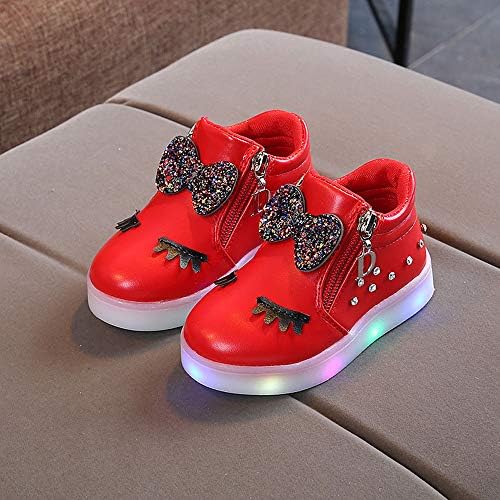 WUAI Çocuklar Rahat Spor Atletik Ayakkabı, Bebek Kız Yenilik led ışık Up Anti-Skid Düşük Üst Sevimli Sneakers