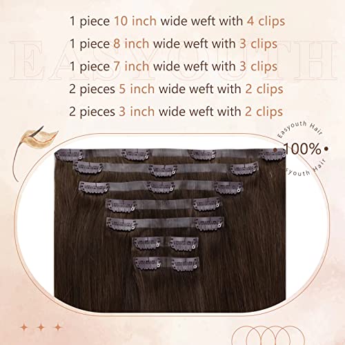 Easyouth insan saçı postiş Dikişsiz 16 İnç Kahverengi insan saçı postiş Kalın Tam Kafa Arapsaçı-Ücretsiz Klip Uzantıları 100g
