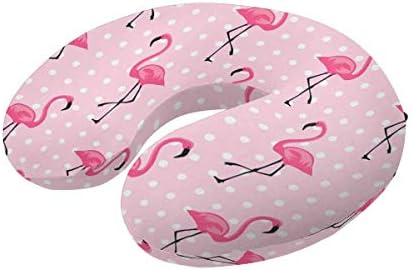 InterestPrint Pembe Flamingo Beyaz Nokta ile Pembe Arka Plan üzerinde Seyahat Yastıklar Boyun Yastık Bellek Köpük U-Şekilli