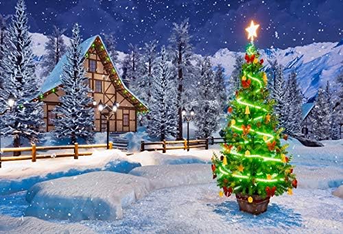DORCEV 7x5ft Shining Noel Ağacı Fotoğraf Backdrop Kış Kar Gece Gümüş Çam Ormanı Arka Plan Noel Yılbaşı Aile Parti Portreler