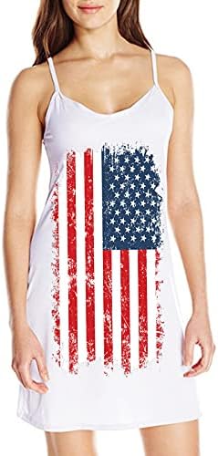 ameİAEA Kadınlar Casual Tee Gömlek Elbise Temmuz Amerikan Bayrağı Rahat Çiçek Baskılı Elbiseler
