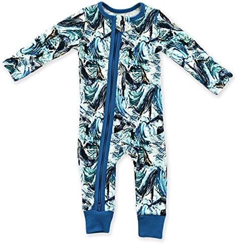 Dünyevi Organik Pamuklu Bebek Pijamaları 2 Yönlü Fermuarlı Ön Fermuarlı Uyuyan Erkek, Kız, Unisex (9 Beden: Preemie-3T)