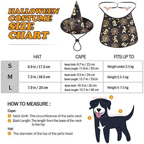 POPETPOP Pet Cadılar Bayramı Kostümleri Pelerin Sihirbazı Şapka ile Köpek Kedi Cadılar Bayramı Giysilerin