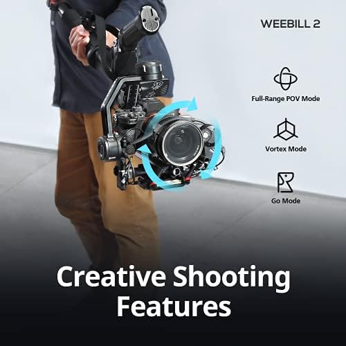 Zhiyun Weebill 2 Kamera Sabitleyici, DSLR ve Aynasız fotoğraf makinesi için 3 Eksenli El Gimbal Sabitleyici ile 2.88” Flip-Out