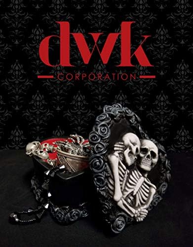DWK-To Have & To Hold-Güzel Gotik İskelet Severler Kucaklayan Siyah Gül Çelenk Keepsake Takı Biblo Stash Kutusu ile Kırmızı