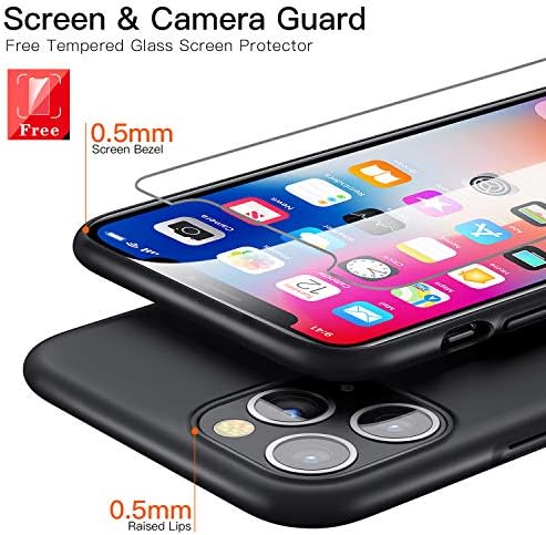 Meıfıgno için Tasarlanmış iPhone 11 Pro Max Durumda [Temperli Cam Ekran Koruyucu ile], Ultra İnce Sert Plastik, Slim Fit Mat