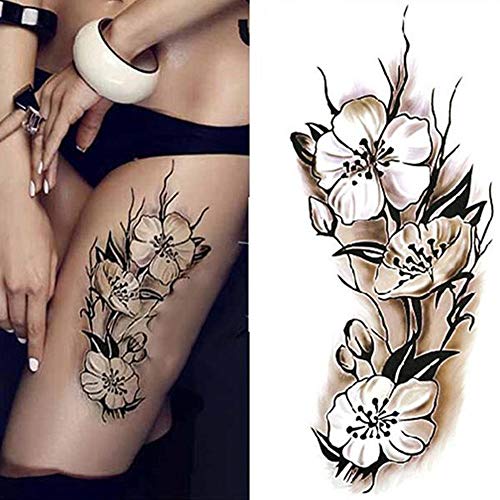 guohanfsh Kol Dövme Etiket Geçici Vücut Sanatı Unisex Su Geçirmez Erik Çiçeği Çiçek Arka Bacak Sahte Vücut Çıkartmalar Gösterildiği