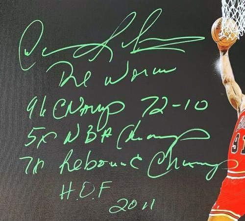 Dennis Rodman El Baskı Gerilmemiş 20x36 Tuval İmzalı JSA Z77348-İmzalı NBA Sanat