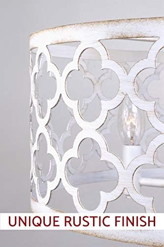 Kira Ev Sutton 16 3-Light Modern Yarı Gömme Montaj Tavan ışık, Metal Davul Gölge, antik Beyaz Bitirmek
