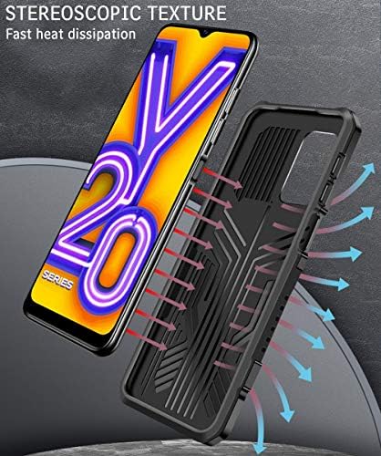 Hicaseer vivo için kılıf Y20, PC Sert Arka Dokulu Şok ve Damla Dayanıklı Kapak ile Çift Orotection Standı Telefon vivo için