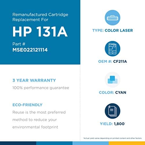 HP CF211A için MSE Marka Yeniden Üretilmiş Toner Kartuşu Değiştirme (HP 131A) / Camgöbeği