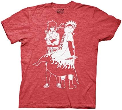 Dalgalanma Kavşak Naruto Shippuden Naruto ve Sasuke Anahat Yetişkin T-Shirt