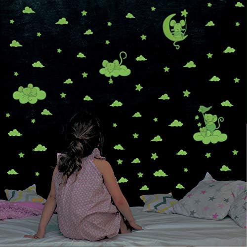 Gerçekçi Glow Karanlık Yıldız ve Ay, DIY Çocuk Duvar Duvar, yapışkan Glow Yıldız Çocuklar için Yatak Odası, Parlayan Setleri