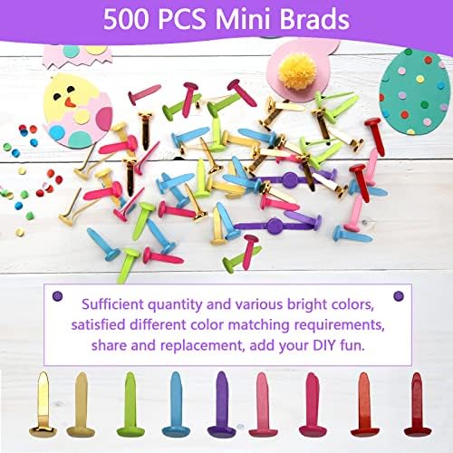 500 Pcs Mini Brads için El Sanatları, Winspeed Çeşitli Renk Yuvarlak Metal Brads için Scrapbooking, dekoratif Kağıt Raptiye
