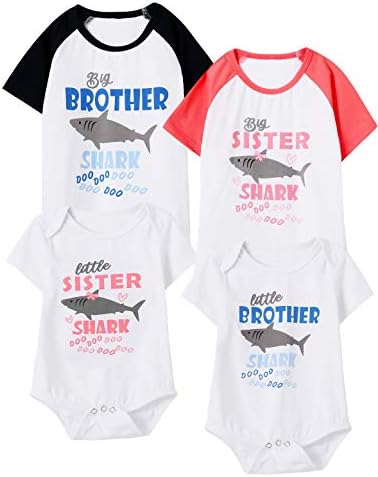 Aslaylme Eşleştirme Kardeş Kardeş Çocuk T-Shirt Köpekbalığı Doo Doo Bodysuit Kıyafetler