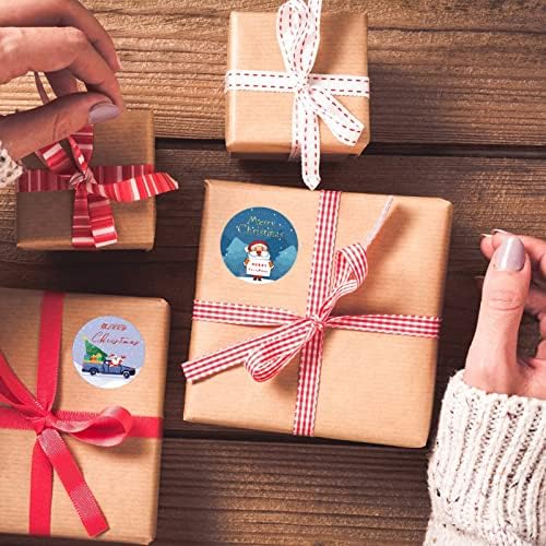 Fiercy 1.5 Merry Christmas Çıkartmalar, Hediye Süslemeleri ve Zarf Mühürler için 4 Tasarımlar Xmas Kendinden Yapışkanlı Etiket